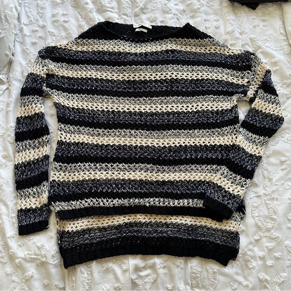 Striped Oversized Open-Knit Sweater